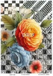 Çiçek Karo Desenli Pirinç Dekopaj Model : CKRD009 - Line Art