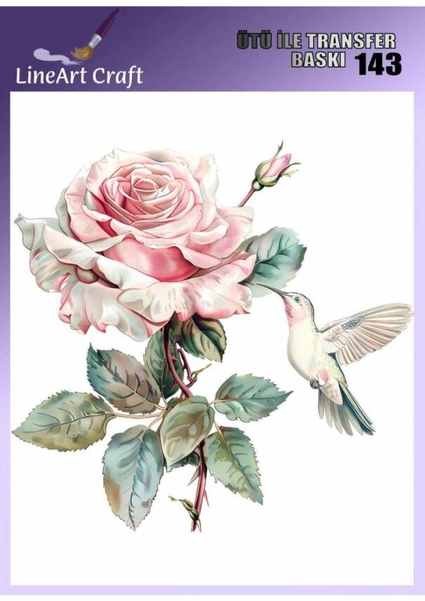 Çiçek Kuş Desenli Kumaş Transfer Kağıdı LNT-K143 (20x20 cm) - 1