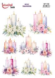 Çiçek Mum Desenli Sulu Transfer Kağıdı STI-739 - Tual Hobi Craft İst