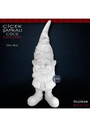 Çiçek Şapkalı Dev Cüce Heykeli (59x21 cm) Ham Polyester - Tual Hobi Sanat