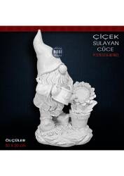 Çiçek Sulayan Cüce Heykeli (30x20 cm) Ham Polyester - Tual Hobi Sanat (1)
