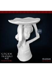 Çiçek Tepsili Kız (22x15 cm) Ham Polyester - Tual Hobi Sanat (1)