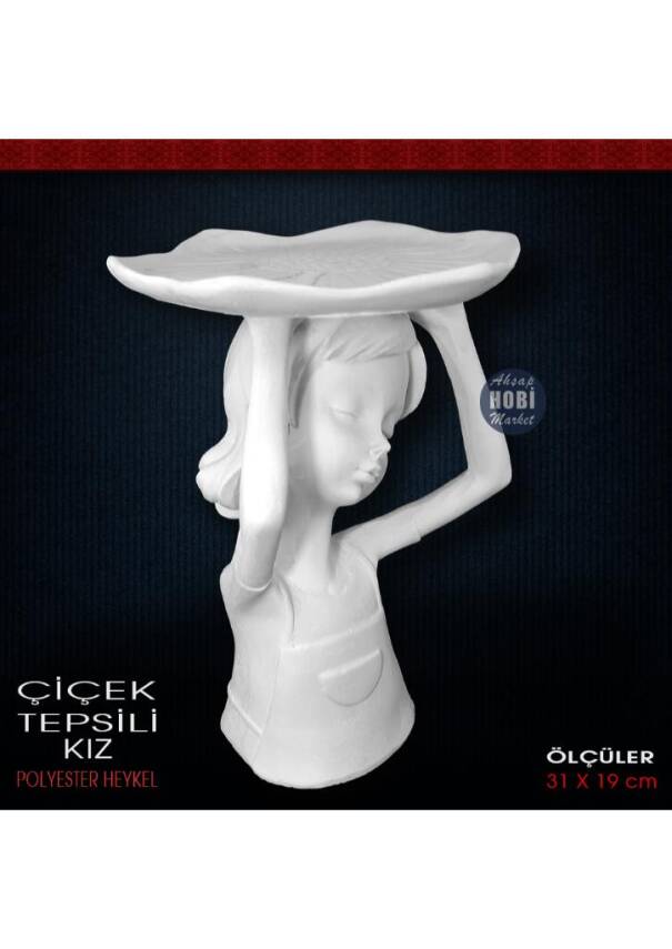 Çiçek Tepsili Kız (22x15 cm) Ham Polyester - 2