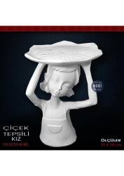 Çiçek Tepsili Kız (22x15 cm) Ham Polyester - Tual Hobi Sanat