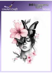 Çiçek ve Kadın Desenli Kumaş Transfer Kağıdı LNT-K011 (20x20 cm) - Line Art