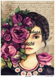 Çiçek ve Kadın Figürlü Pirinç Dekopaj Model : 4656 - Line Art