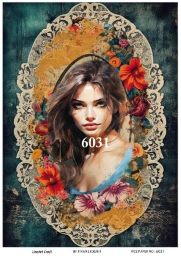 Çiçek ve Kadın Figürlü Pirinç Dekopaj Model : 6031 - 1