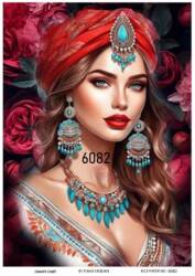 Çiçek ve Kadın Figürlü Pirinç Dekopaj Model : 6082 - Line Art