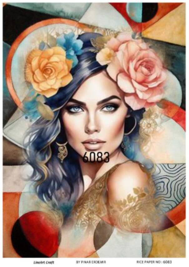 Çiçek ve Kadın Figürlü Pirinç Dekopaj Model : 6083 - 1