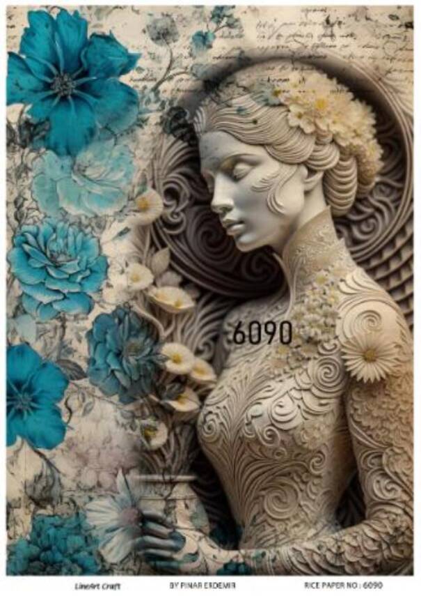 Çiçek ve Kadın Figürlü Pirinç Dekopaj Model : 6090 - 1