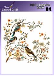 Çiçek ve Kuş Desenli Kumaş Transfer Kağıdı LNT-K094 (20x20 cm) - Line Art