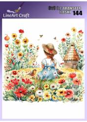 Çiçek ve Kuş Desenli Kumaş Transfer Kağıdı LNT-K144 (20x20 cm) - Line Art