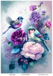Çiçek ve Kuş Desenli Pirinç Dekopaj Model : 5912 - Line Art