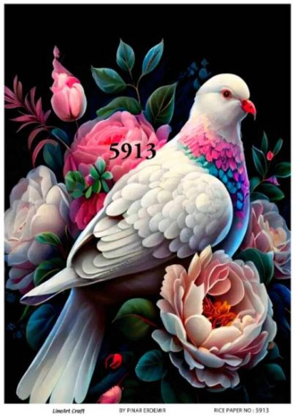 Çiçek ve Kuş Desenli Pirinç Dekopaj Model : 5913 - 1