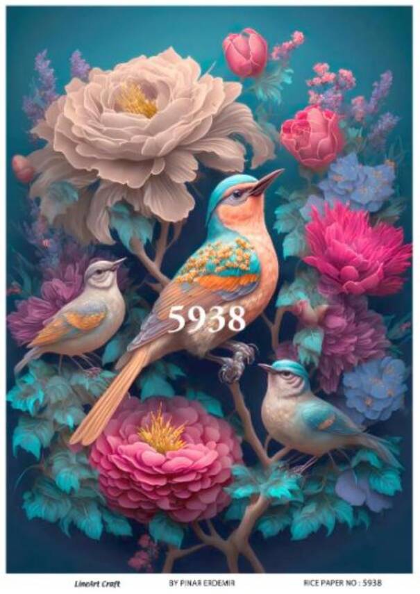 Çiçek ve Kuş Desenli Pirinç Dekopaj Model : 5938 - 1