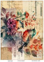 Çiçek ve Kuş Desenli Pirinç Dekopaj Model : 5970 - Line Art