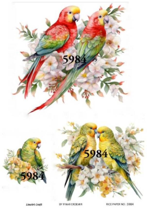 Çiçek ve Kuş Desenli Pirinç Dekopaj Model : 5984 - 1