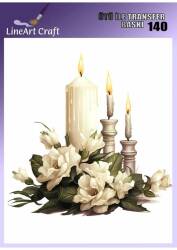 Çiçek ve Mum Desenli Kumaş Transfer Kağıdı LNT-K140 (20x20 cm) - Line Art