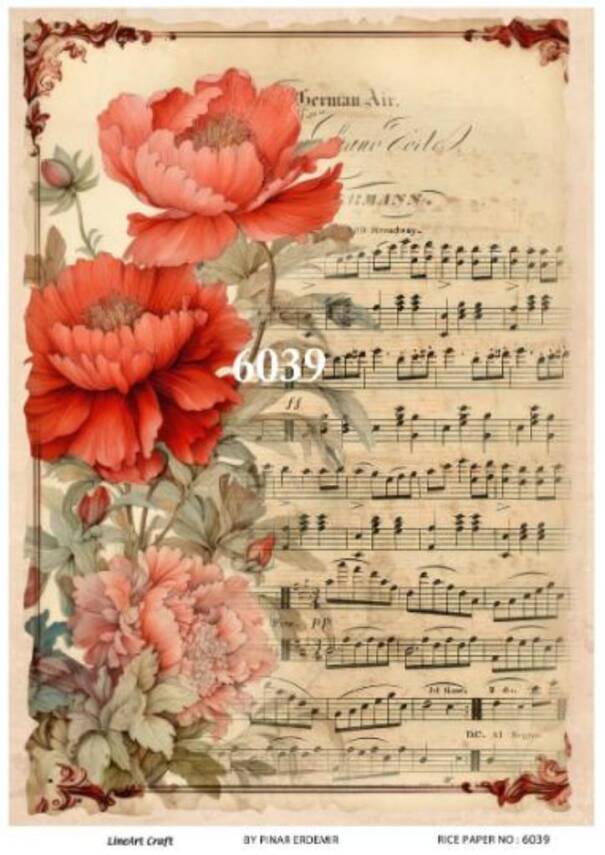 Çiçek ve Nota Figürlü Vintage Pirinç Dekopaj Model : 6039 - 1