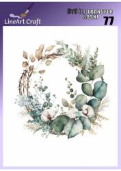 Çiçek ve Yaprak Desenli Kumaş Transfer Kağıdı LNT-K077 (20x20 cm) - Line Art