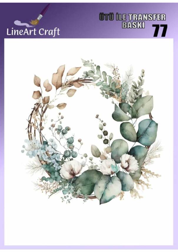 Çiçek ve Yaprak Desenli Kumaş Transfer Kağıdı LNT-K077 (20x20 cm) - 1