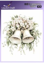 Çiçek ve Zil Desenli Kumaş Transfer Kağıdı LNT-K132 (20x20 cm) - Line Art