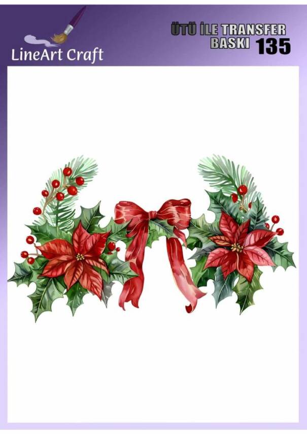 Çiçek Yılbaşı Desenli Kumaş Transfer Kağıdı LNT-K135 (20x20 cm) - 1