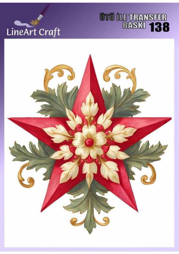 Çiçek Yıldız Desenli Kumaş Transfer Kağıdı LNT-K138 (20x20 cm) - 1