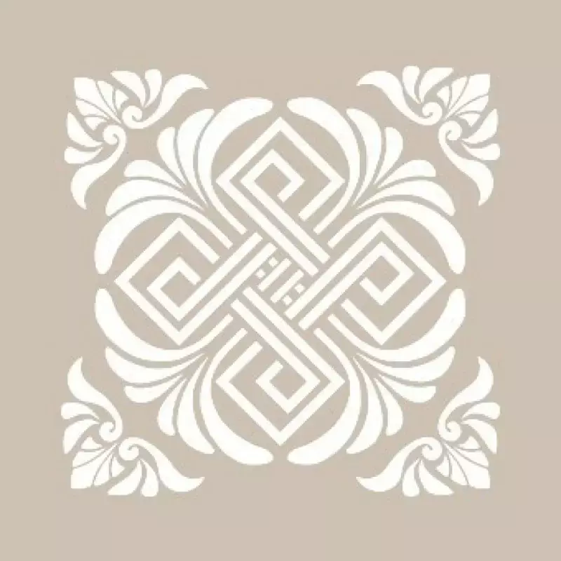 Çiçekli Çini Desenli Kare Stencil Şablon KA31 - 1