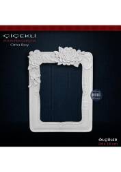 Çiçekli Dikdörtgen Çerçeve Orta Boy (24X18cm) Ham Polyester - Tual Hobi Sanat
