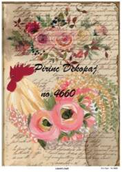 Çiçekli Horoz Desenli Pirinç Dekopaj Model : 4660 - Line Art