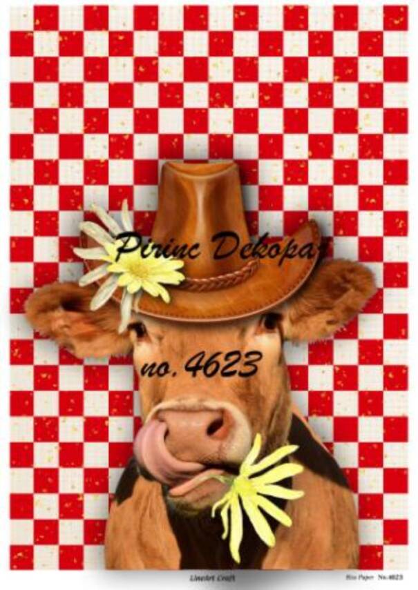 Çiçekli İnek Desenli Pirinç Dekopaj Model : 4623 - 1