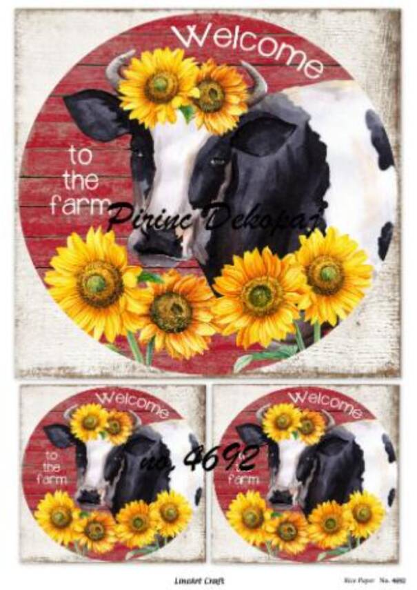 Çiçekli İnek Desenli Pirinç Dekopaj Model : 4692 - 1