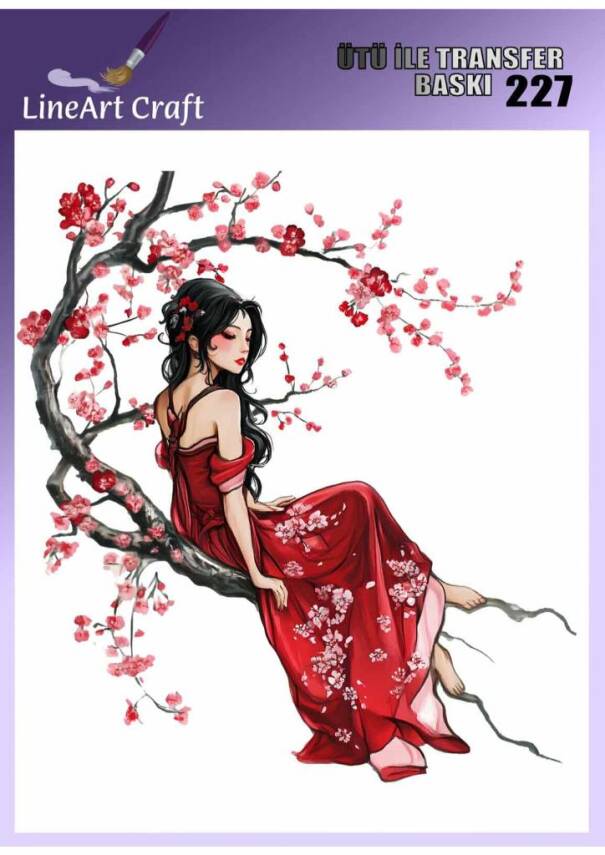 Çiçekli Kadın Desenli Kumaş Transfer Kağıdı LNT-K227 (20x20 cm) - 1