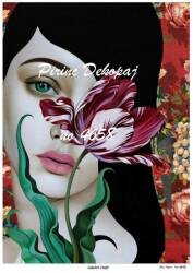 Çiçekli Kadın Figürlü Pirinç Dekopaj Model : 4658 - Line Art