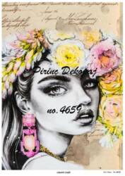 Çiçekli Kadın Figürlü Pirinç Dekopaj Model : 4659 - Line Art