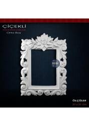 Çiçekli Kalın Çerçeve Orta Boy (27X21cm) Ham Polyester - Tual Hobi Sanat