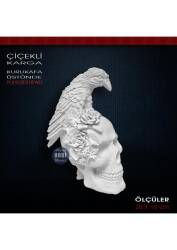Çiçekli Karga Biblo Kafatası Üzerinde (20x10cm) Ham Polyester - Tual Hobi Sanat (1)