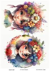 Çiçekli Kız Figürlü Pirinç Dekopaj Model : 5862 - Line Art