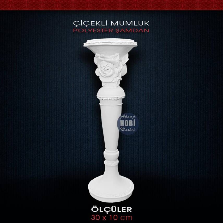 Çiçekli Mumluk (30x10cm) Ham Polyester - 1