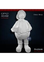 Çiftçi Adam Heykeli Dev Boy (62x30 cm) Ham Polyester - Tual Hobi Sanat