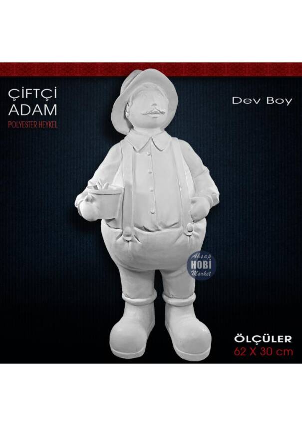 Çiftçi Adam Heykeli Dev Boy (62x30 cm) Ham Polyester - 1