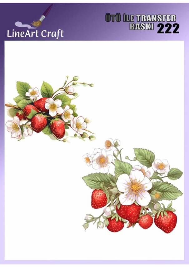 Çilek Desenli Kumaş Transfer Kağıdı LNT-K222 (20x20 cm) - 1