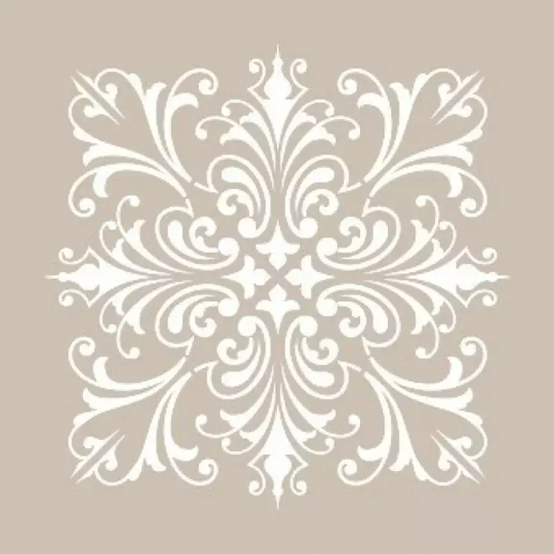 Çini Desenli Kare Stencil Şablon KA33 - 1