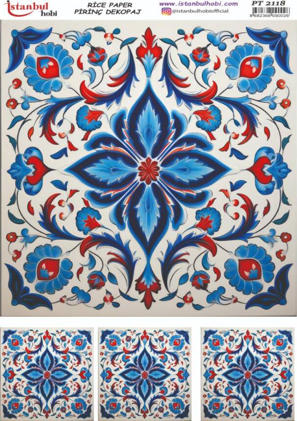 Çini Desenli Pirinç Dekopaj Model : PT 02118 - 1