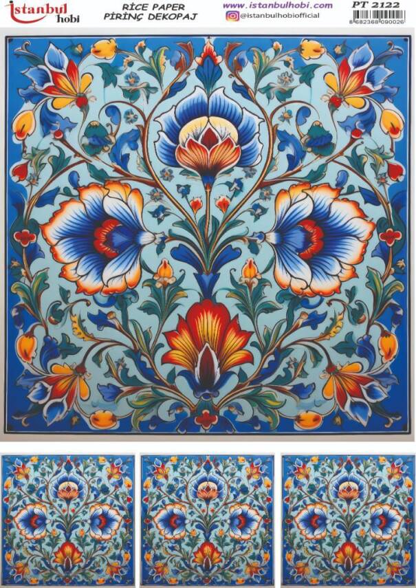 Çini Desenli Pirinç Dekopaj Model : PT 02122 - 1