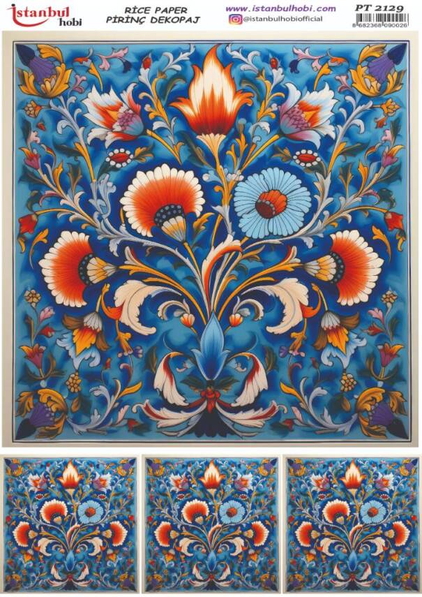 Çini Desenli Pirinç Dekopaj Model : PT 02129 - 1