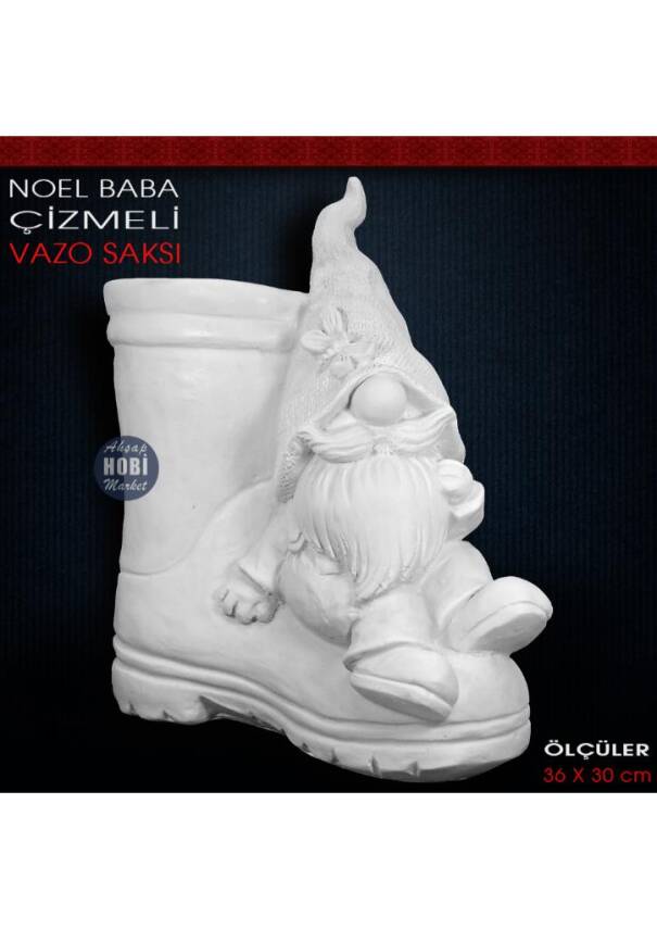 Çizmeli Noel Baba Vazo Saksı (36x30 cm) Ham Polyester - 2