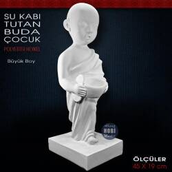 Çocuk Buda Su Kabı Tutan Heykeli (45x19 cm) Ham Polyester - Tual Hobi Sanat (1)
