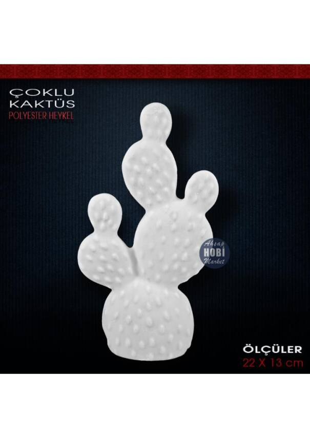 Çoklu Kaktüs Biblo Dekor (22x13 cm) Ham Polyester - 1